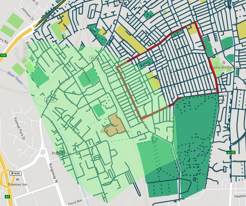 Effect on 15-minute walking distance